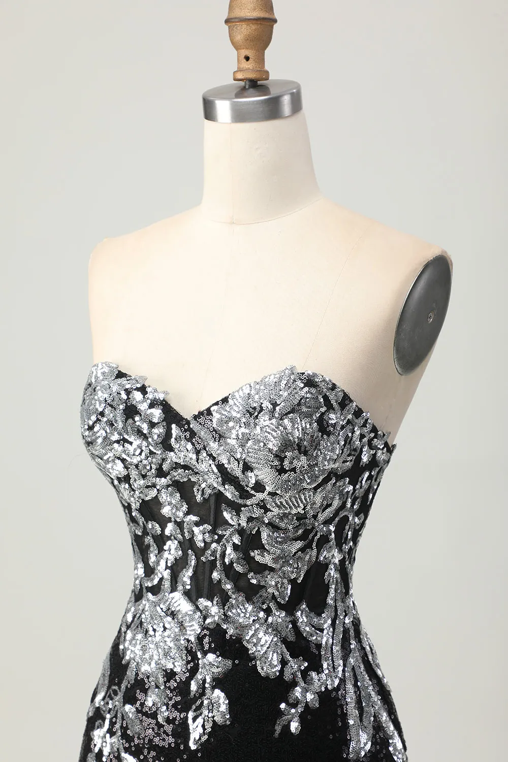 Sparkly Black Silver Bodycon Sequins Mini Homecoming Dress sold by Zapaka product image thumbnail 5
