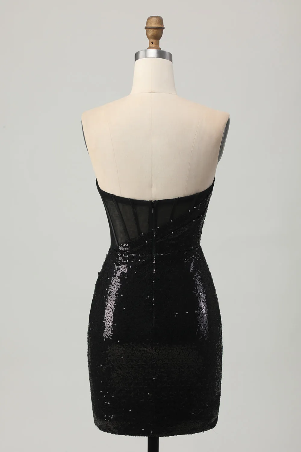 Black Bodycon Strapless Sequins Homecoming Dress with Slit sold by Zapaka product image thumbnail 2