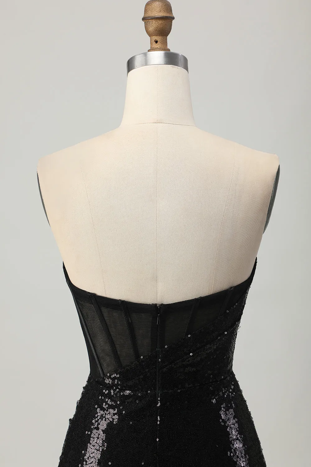 Black Bodycon Strapless Sequins Homecoming Dress with Slit sold by Zapaka product image thumbnail 5