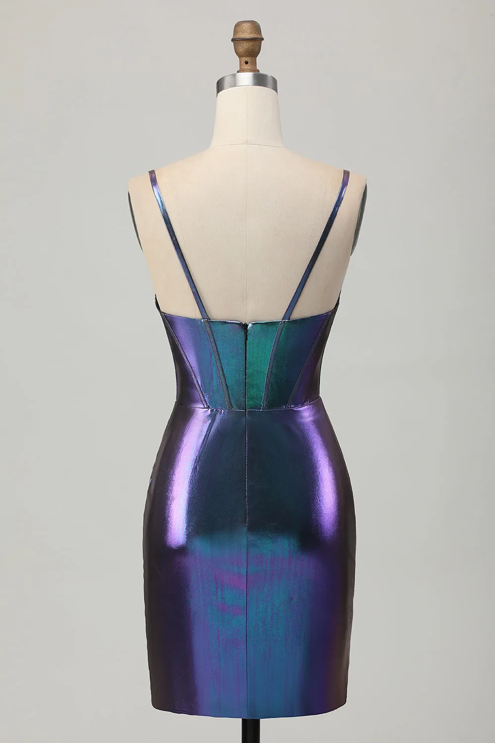 Blue Purple Bodycon Corset Ruched Metallic Homecoming Dress sold by Zapaka product image thumbnail 2