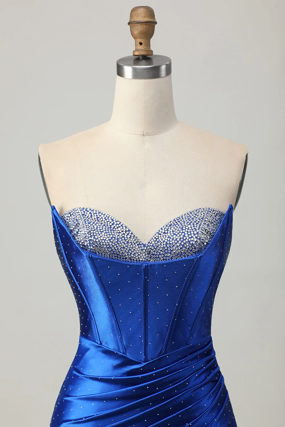 Royal Blue Strapless Beaded Tight Homecoming Dress with Slit sold by Zapaka product image thumbnail 4