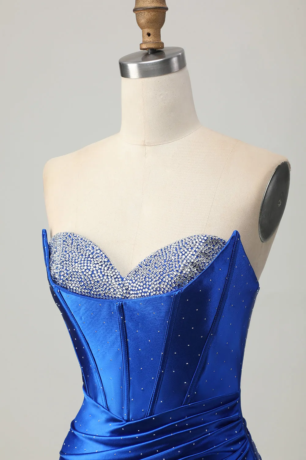 Royal Blue Strapless Beaded Tight Homecoming Dress with Slit sold by Zapaka product image thumbnail 5