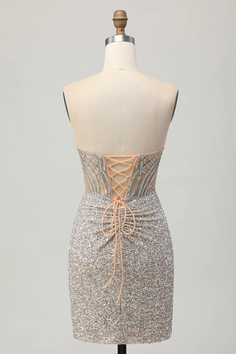 Silver Strapless Bodycon Sequins Homecoming Dress with Slit sold by Zapaka product image thumbnail 2