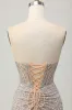Silver Strapless Bodycon Sequins Homecoming Dress with Slit sold by Zapaka