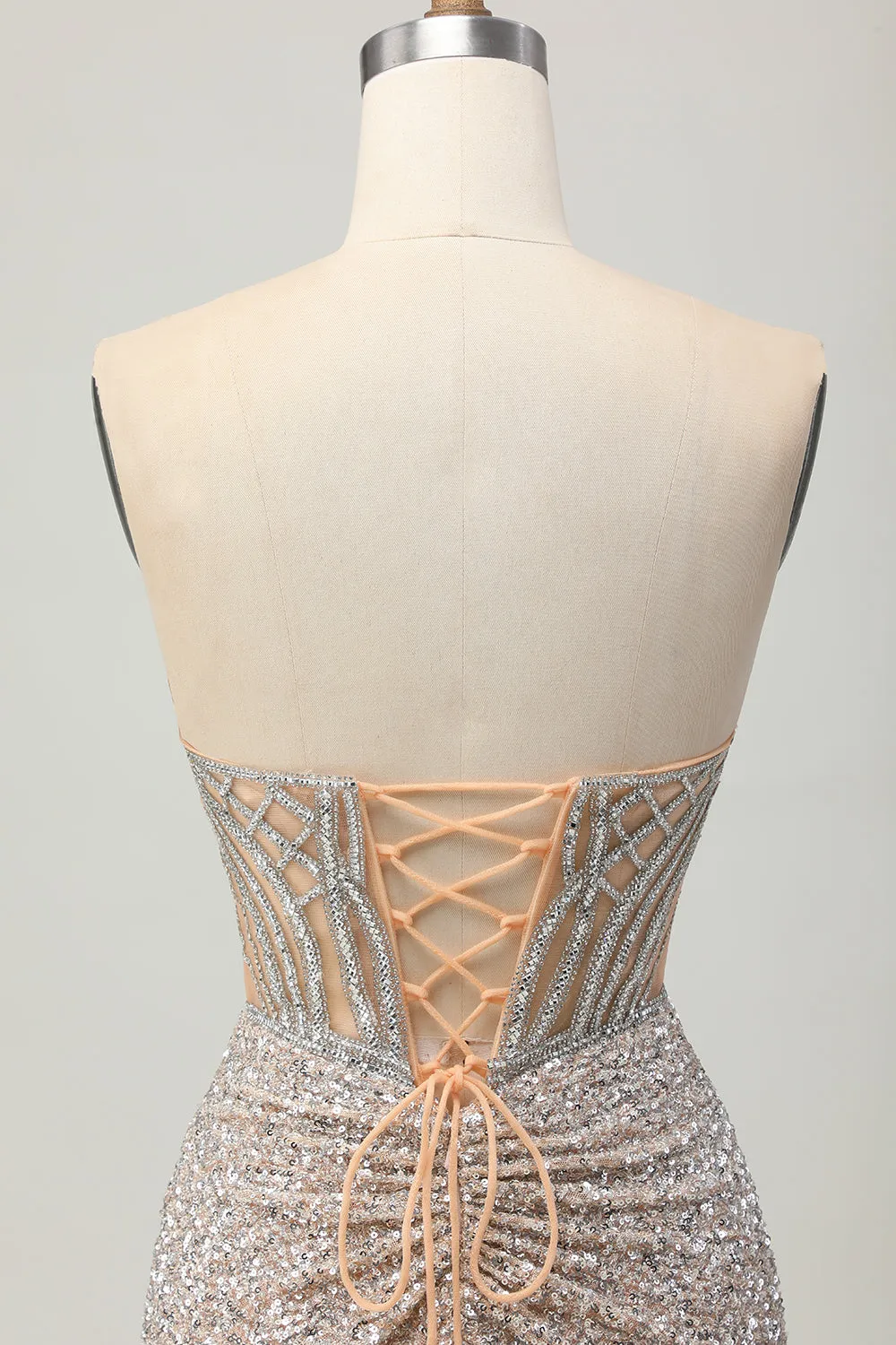 Silver Strapless Bodycon Sequins Homecoming Dress with Slit sold by Zapaka product image thumbnail 5