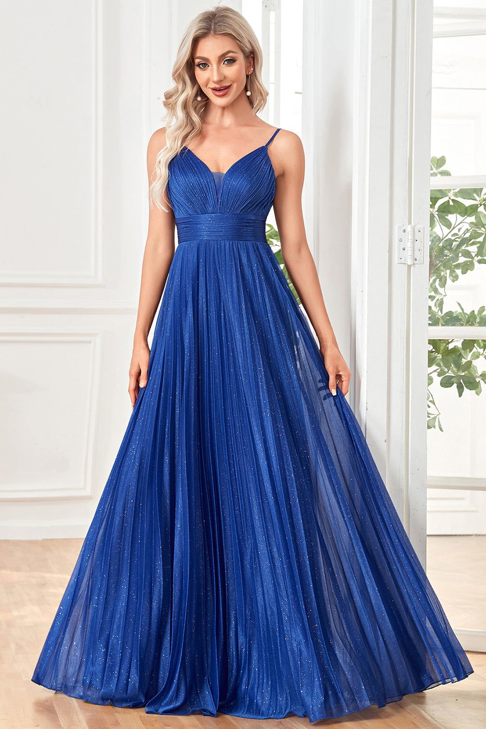Glitter A-Line Dark Blue Prom Dress sold by Zapaka