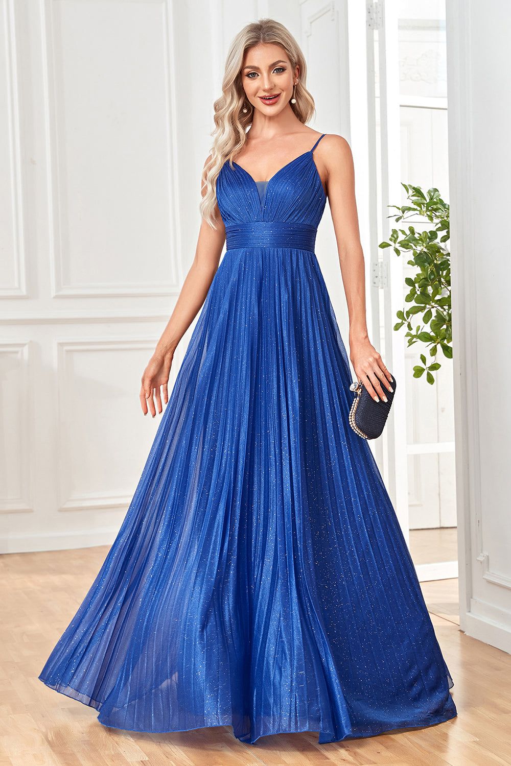 Glitter A-Line Dark Blue Prom Dress sold by Zapaka product image thumbnail 5