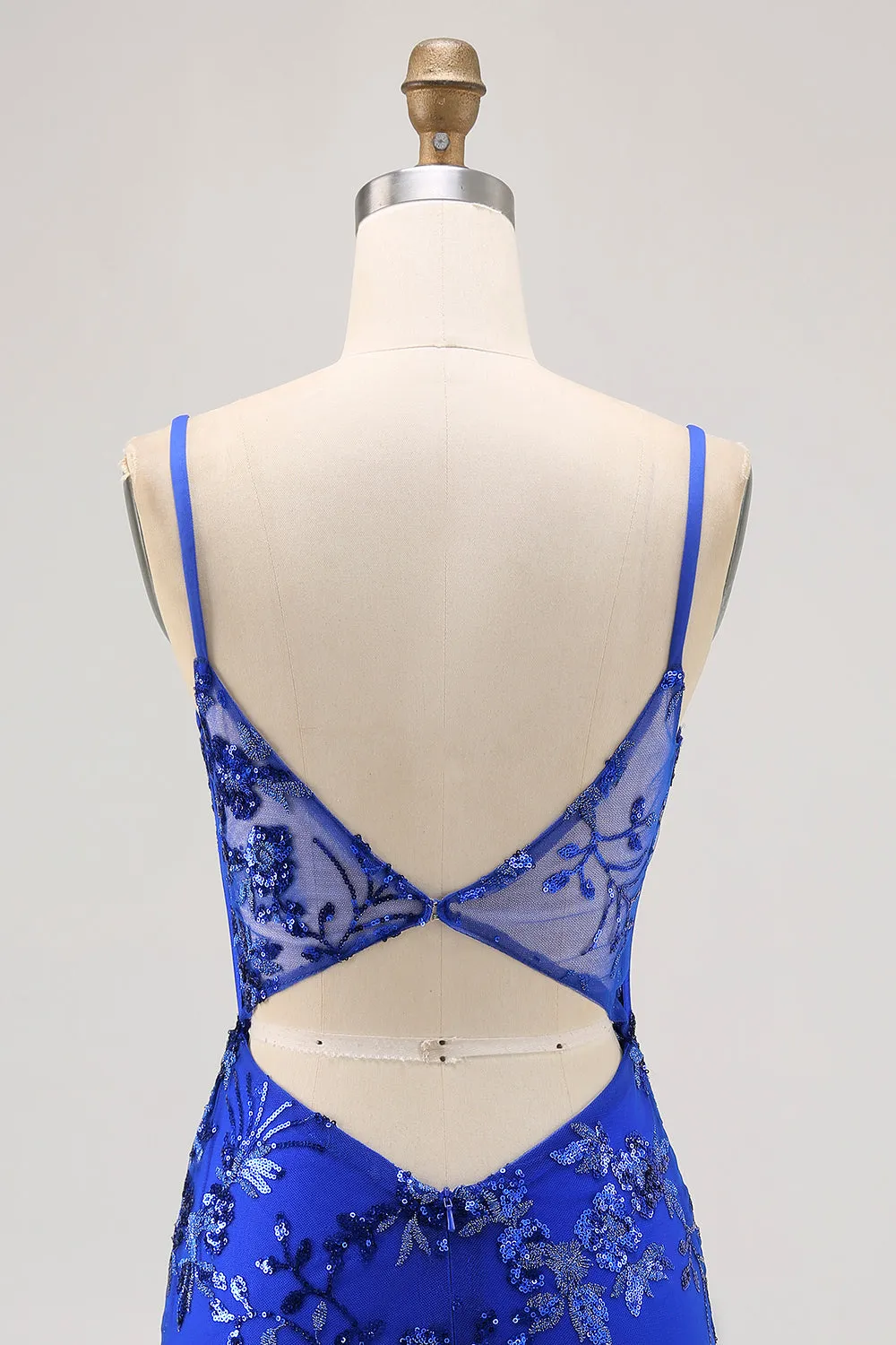 Royal Blue Bodycon Sheer Corset Short Homecoming Dress with Sequins sold by Zapaka product image thumbnail 5