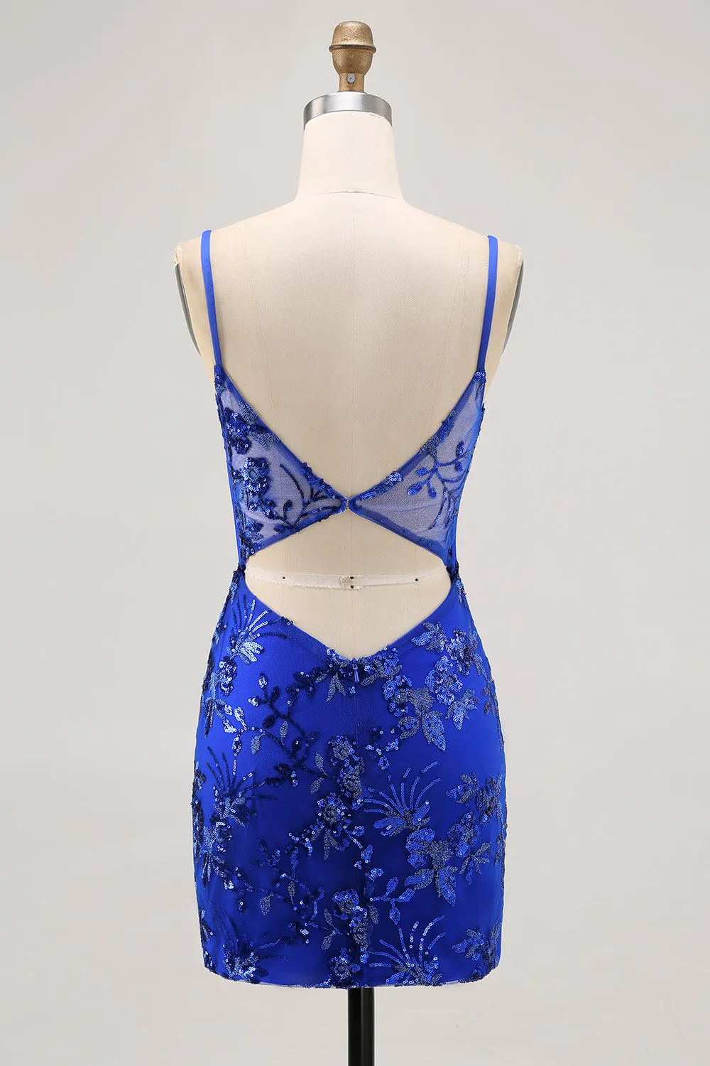 Royal Blue Bodycon Sheer Corset Short Homecoming Dress with Sequins sold by Zapaka product image thumbnail 2