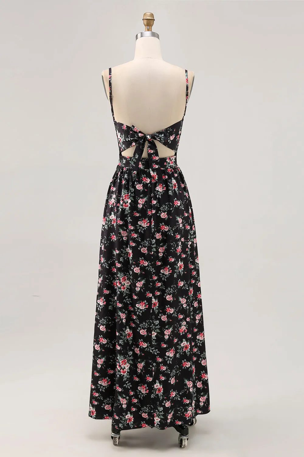 Black Flower Cut Out A Line Long Wedding Guest Dress sold by Zapaka product image thumbnail 2
