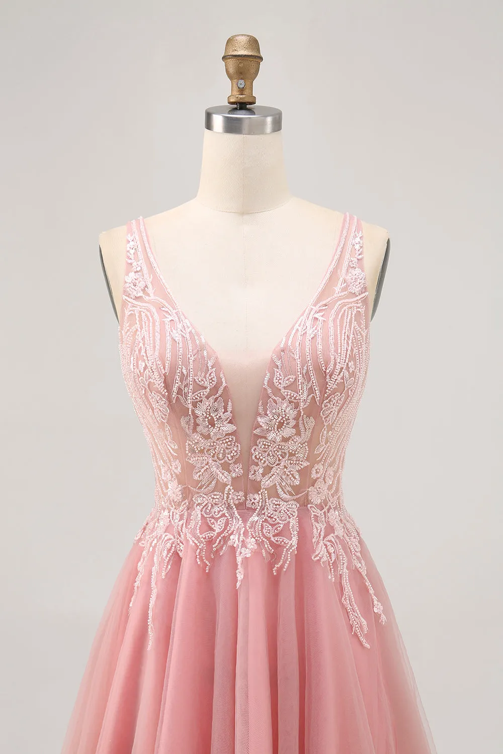 A-line Tulle Blush Sequins Backless Short Homecoming Dress with Beading sold by Zapaka product image thumbnail 4