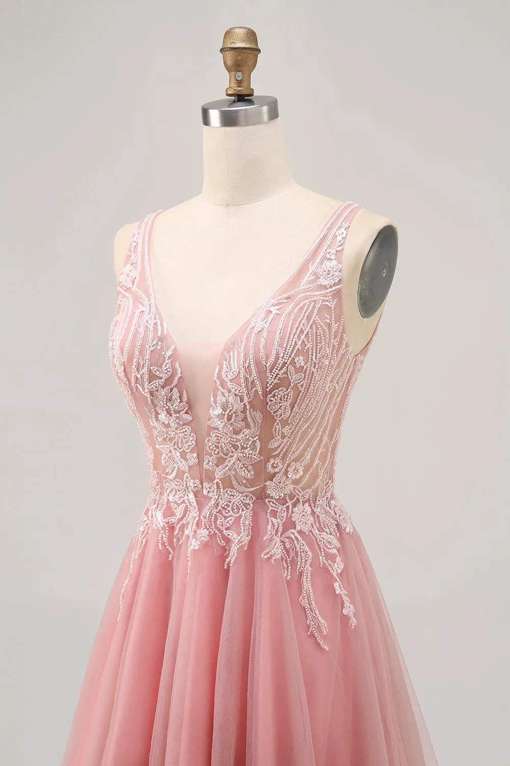 A-line Tulle Blush Sequins Backless Short Homecoming Dress with Beading sold by Zapaka product image thumbnail 5