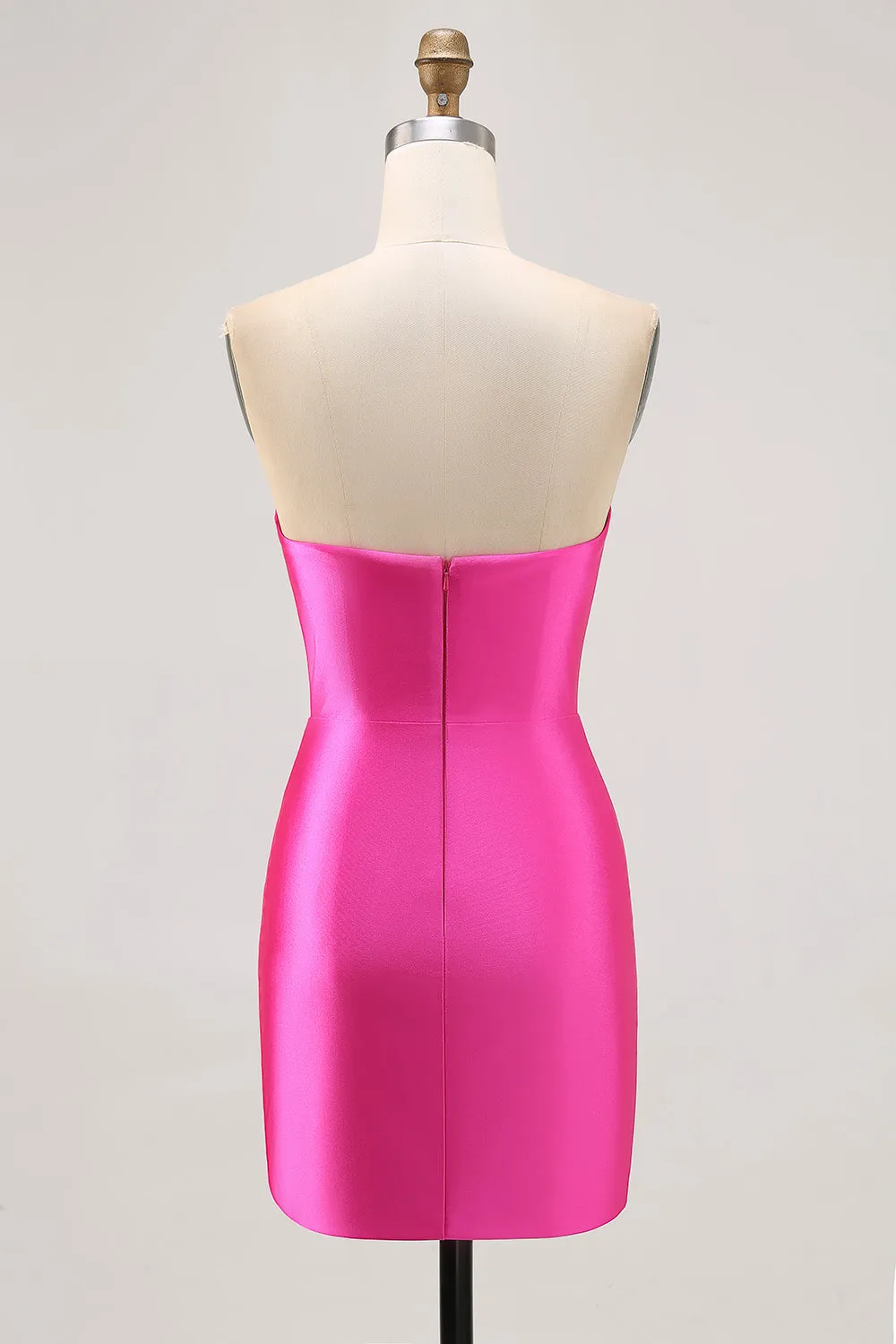 Fuchsia Strapless Beaded Bodycon Homecoming Dress with Slit sold by Zapaka product image thumbnail 2