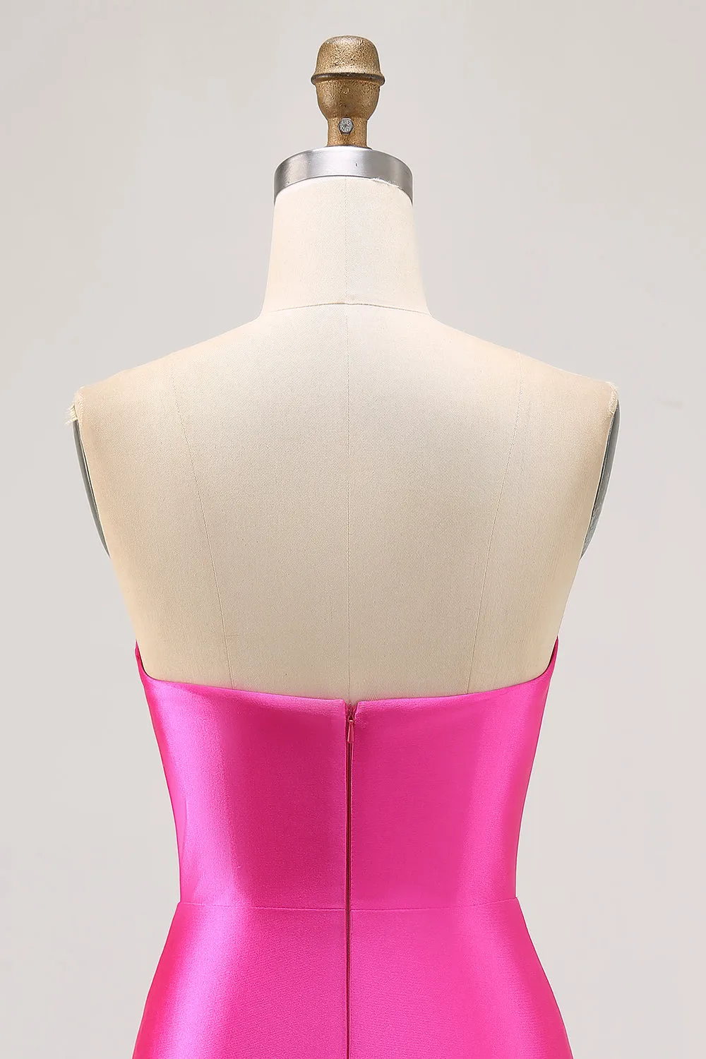 Fuchsia Strapless Beaded Bodycon Homecoming Dress with Slit sold by Zapaka product image thumbnail 5