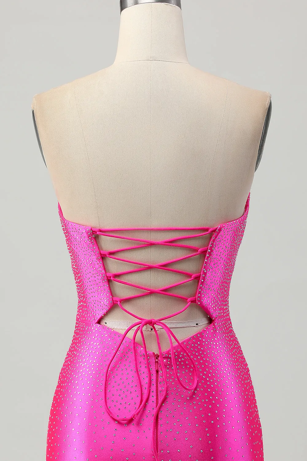 Fuchsia Strapless Cut Out Beaded Bodycon Homecoming Dress sold by Zapaka product image thumbnail 5