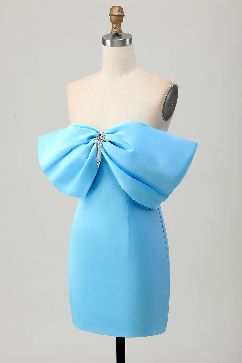 Blue Strapless Ruched Tight Homecoming Dress with Lace-up Back sold by Zapaka product image thumbnail 3