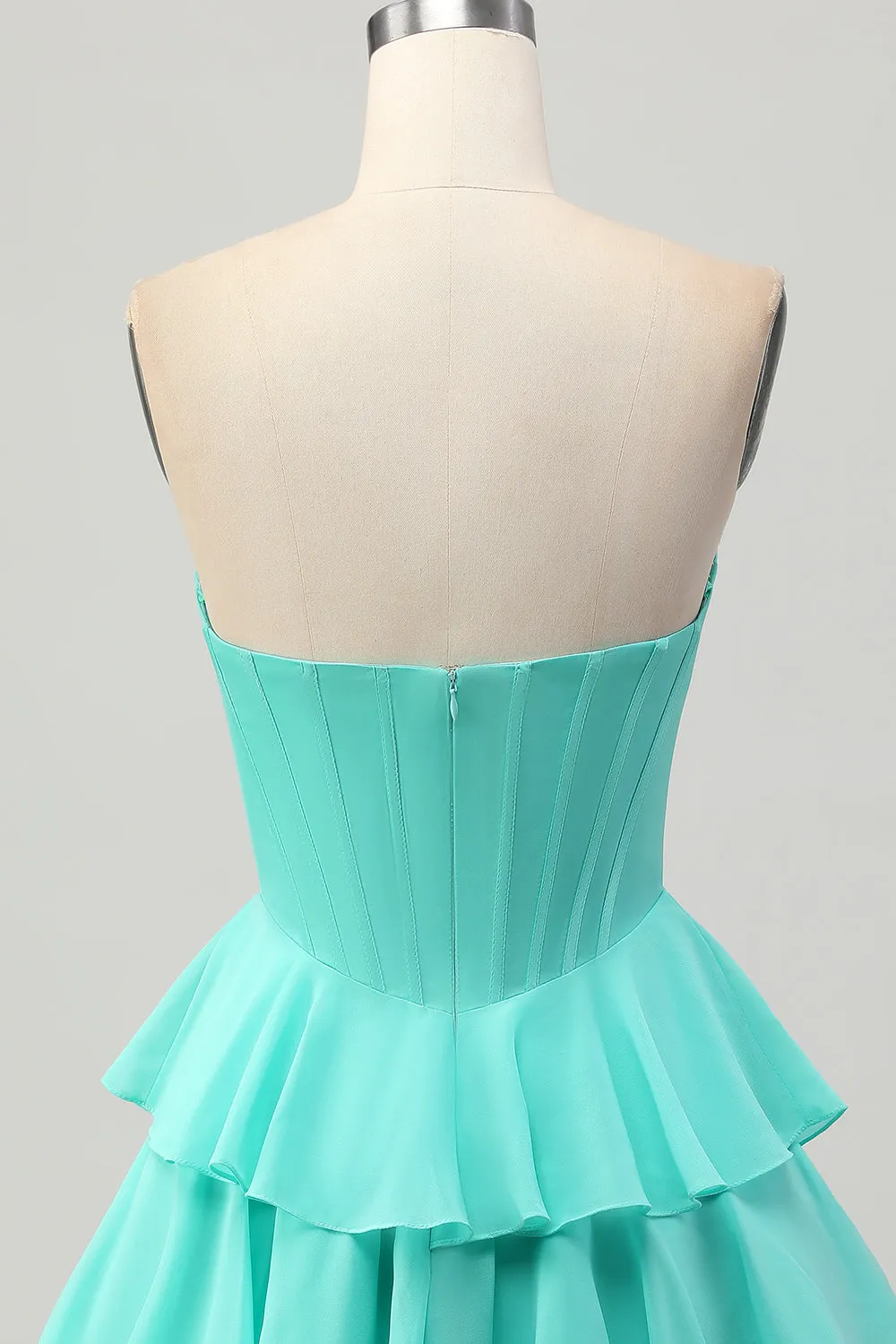 Green A Line Sweetheart Corset Homecoming Dress with Beading sold by Zapaka product image thumbnail 5