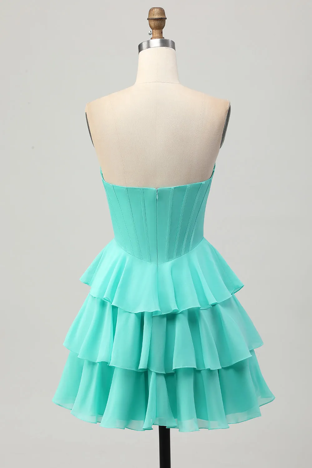 Green A Line Sweetheart Corset Homecoming Dress with Beading sold by Zapaka product image thumbnail 2