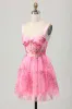 Pink Flower A Line Corset Short Homecoming Dress sold by Zapaka