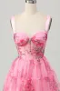 Pink Flower A Line Corset Short Homecoming Dress sold by Zapaka