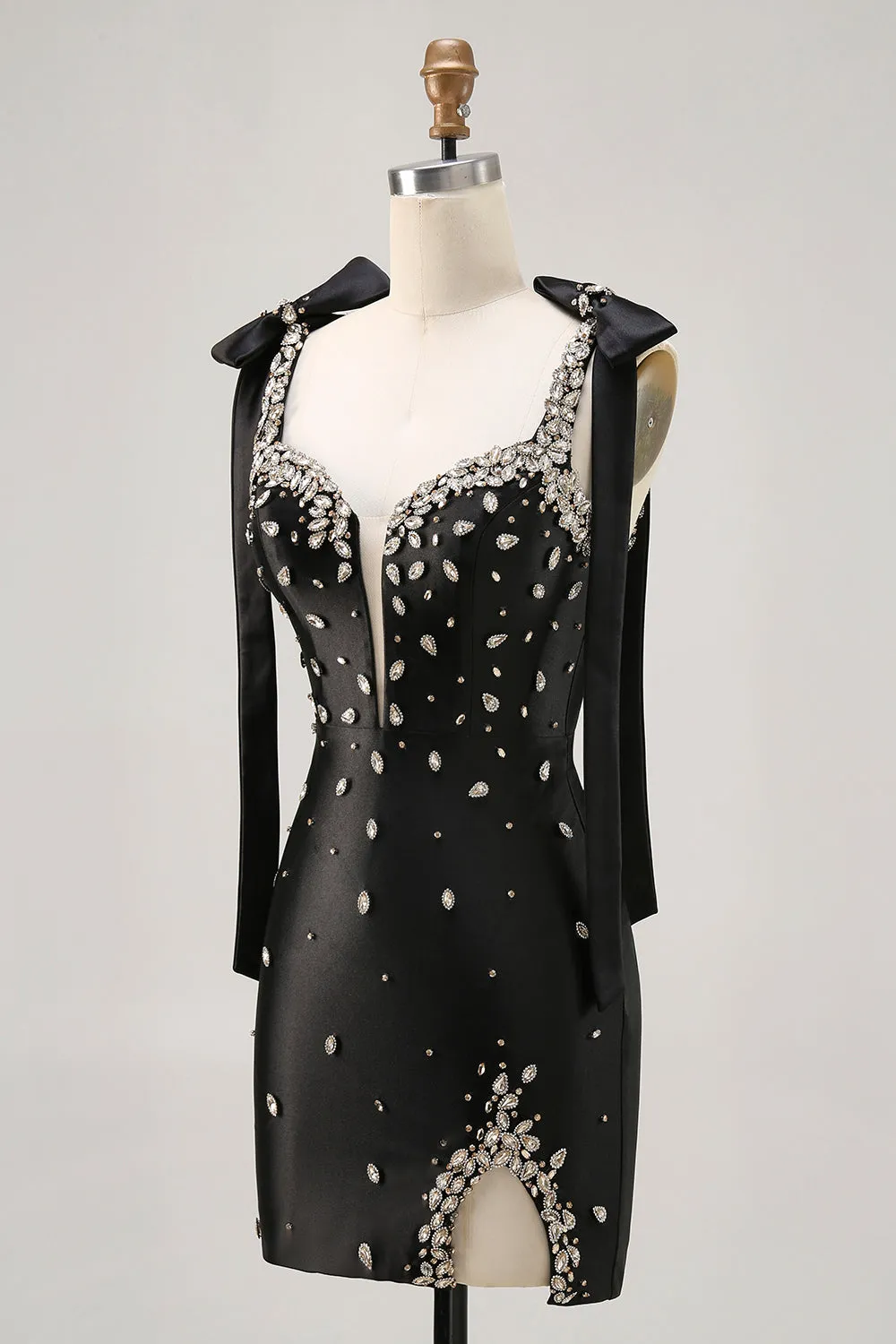 Sparkly Black Tight Rhinestones Short Homecoming Dress with Slit sold by Zapaka product image thumbnail 3