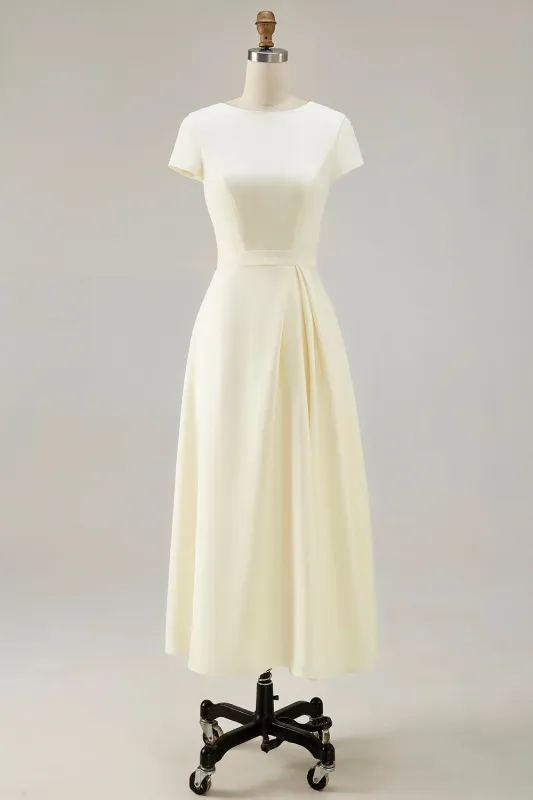 Daffodil A Line Boat Neck Vintage Satin Long Work Dress sold by Zapaka