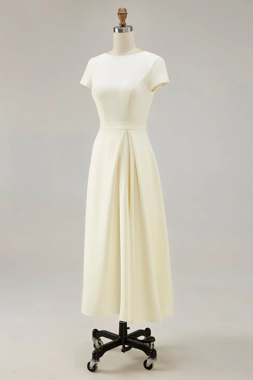 Daffodil A Line Boat Neck Vintage Satin Long Work Dress sold by Zapaka product image thumbnail 3