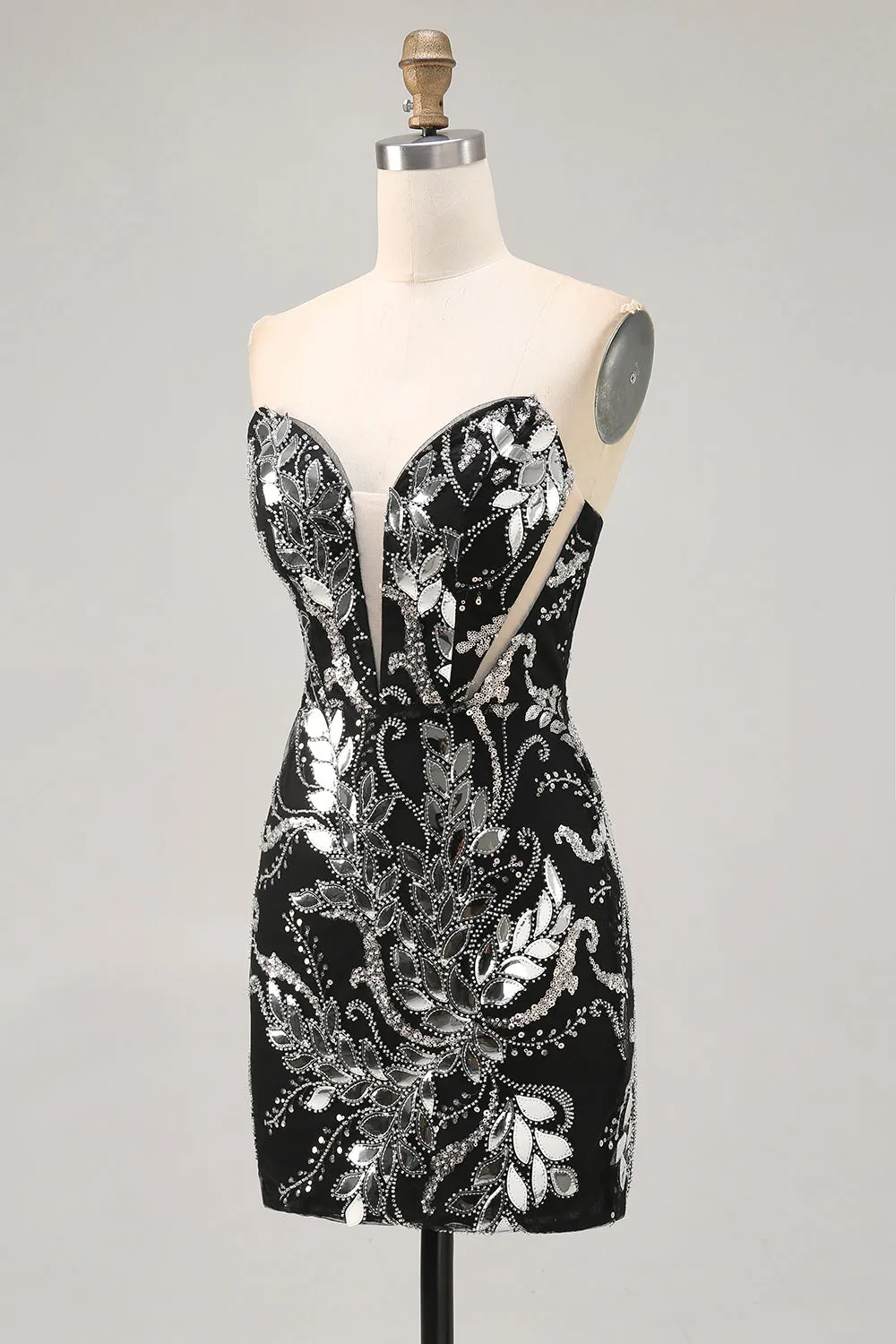 Sparkly Black Bodycon Sequins Short Homecoming Dress with Beading sold by Zapaka product image thumbnail 3