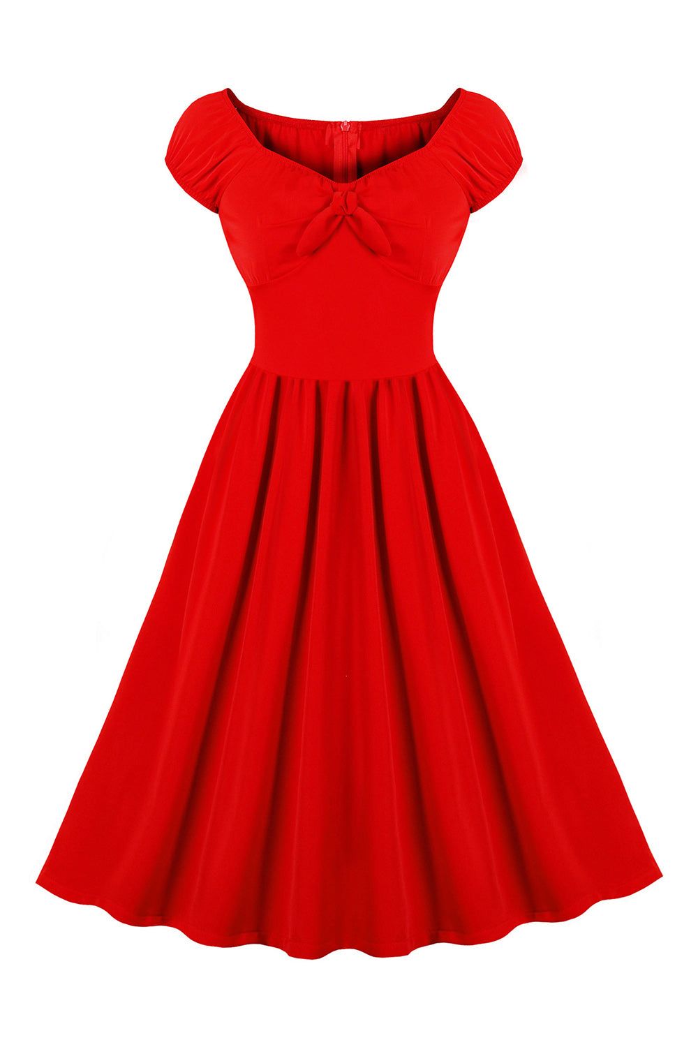 Short Sleeves Red 1950s Swing Dress sold by Zapaka