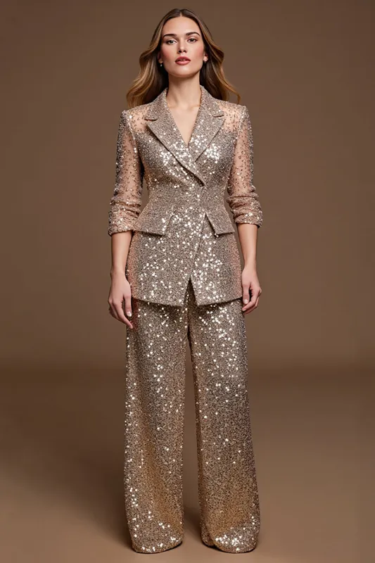 Sparkly Golden 2 Piece Sequins Holiday Suits sold by Zapaka