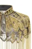 Sparkly Black Golden Beaded Fringed 1920s Cape sold by Zapaka