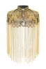 Sparkly Black Golden Beaded Fringed 1920s Cape sold by Zapaka