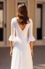 Ivory A Line Half Sleeve Ruffled Wedding Dress sold by Zapaka