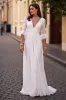 Ivory A Line Half Sleeve Ruffled Wedding Dress sold by Zapaka