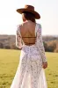 White Mermaid Lace Sweep Train Western Wedding Dress with Slit sold by Zapaka