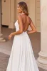 White Simple Halter A Line Sweep Train Wedding Dress sold by Zapaka