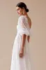 Ivory A Line Half Sleeves Wedding Dress with Lace sold by Zapaka