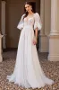 Ivory A Line Half Sleeves Wedding Dress with Lace sold by Zapaka
