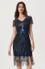 Sparkly Black Blue Bodycon Beaded Short 1920s Dress with Sequins sold by Zapaka