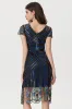 Sparkly Black Blue Bodycon Beaded Short 1920s Dress with Sequins sold by Zapaka