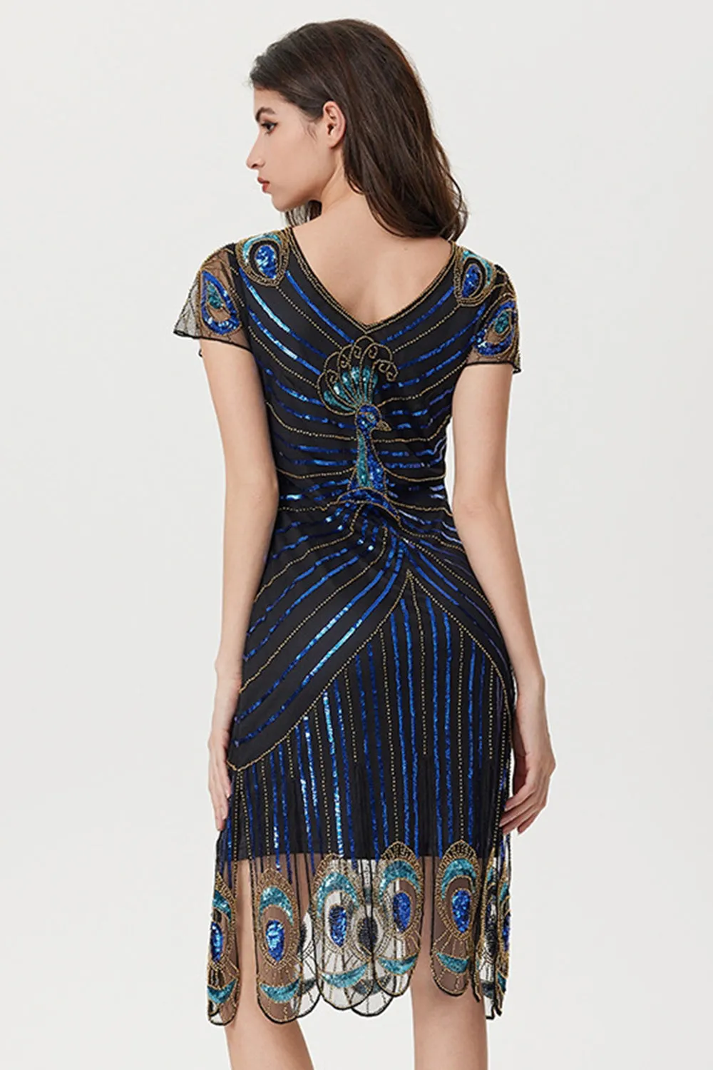 Sparkly Black Blue Bodycon Beaded Short 1920s Dress with Sequins sold by Zapaka product image thumbnail 2
