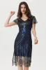Sparkly Black Blue Bodycon Beaded Short 1920s Dress with Sequins sold by Zapaka