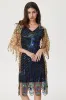 Sparkly Black Blue Bodycon Beaded Short 1920s Dress with Sequins sold by Zapaka