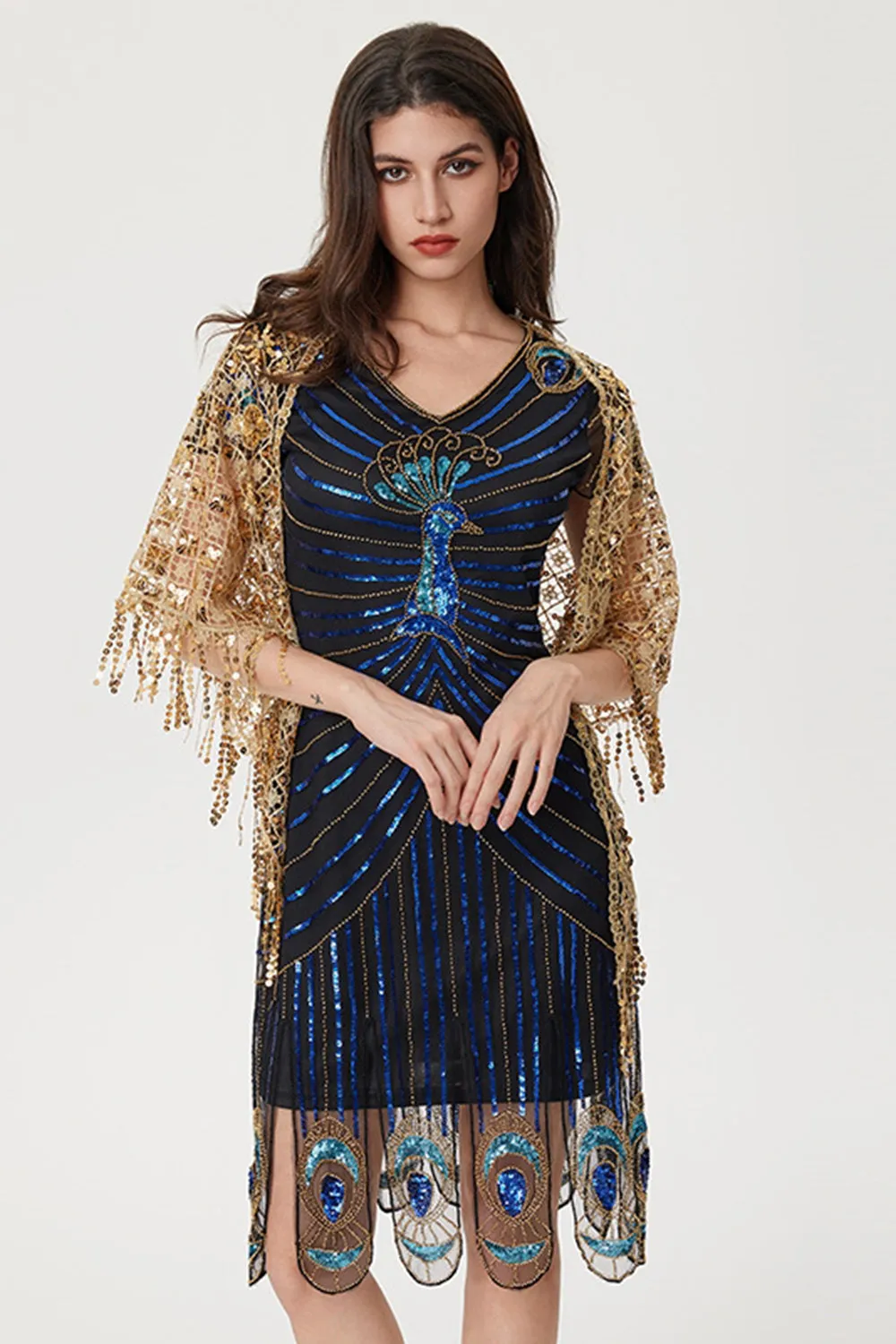 Sparkly Black Blue Bodycon Beaded Short 1920s Dress with Sequins sold by Zapaka product image thumbnail 3