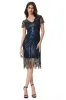 Sparkly Black Blue Bodycon Beaded Short 1920s Dress with Sequins sold by Zapaka
