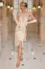 Sparkly Apricot Fringed Bodycon Short 1920s Dress with Sequins sold by Zapaka
