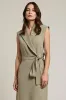 Ruffled Hem Grey Green V Neck Work Dress sold by Zapaka