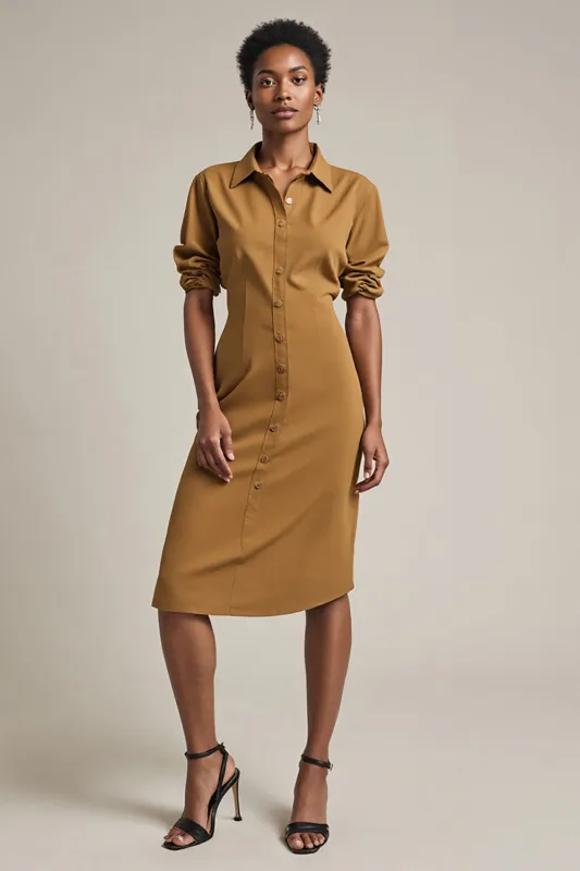 Yellow Sheath Short Sleeves Work Dress sold by Zapaka