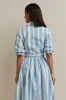 Blue Striped Collar Neck Work Dress with Sleeves sold by Zapaka
