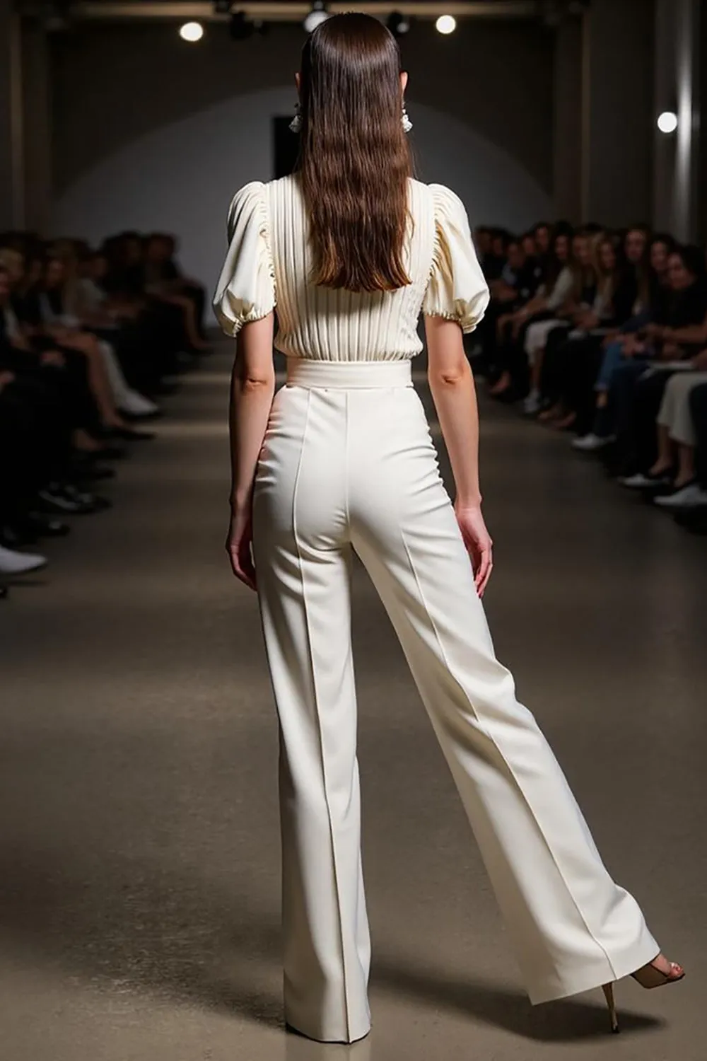 Ivory 2 Piece Round Neck Ruched Work Suits sold by Zapaka product image thumbnail 2